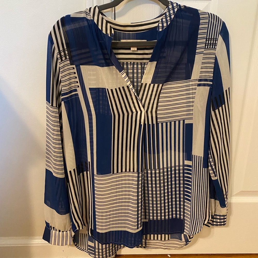 LOFT blue and white striped blouse